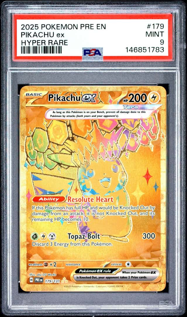 2025 Pokemon Prismatic Pikachu ex Special Illustration Rare Hyper #179/131 PSA 9