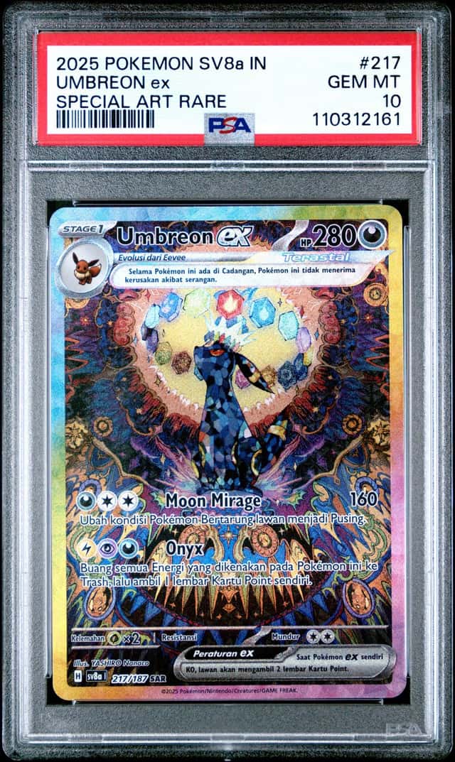 2024 POKEMON SV8A INDONESIAN #217/187 UMBREON EX SPECIAL ART RARE PSA 10