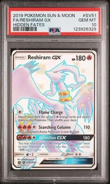 2019 Pokemon Sun&Moon Reshiram GX #SV51 Hidden Fates PSA 10