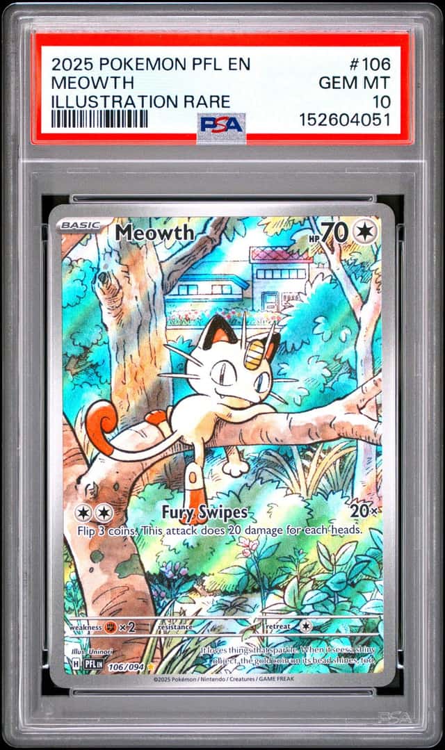 MEOWTH PSA 10 POKEMON PFL EN-PHANTASMAL FLAMES ILLUSTRATION RARE #106