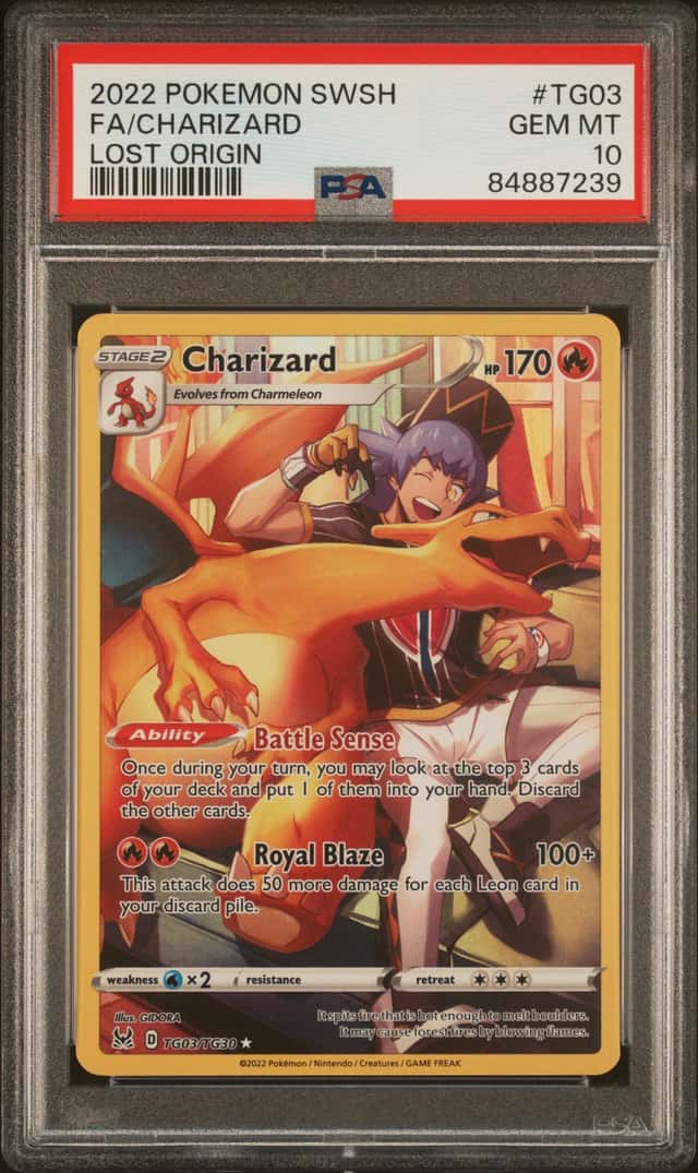 2022 POKEMON SWORD & SHIELD LOST ORIGIN #TG03 FULL ART/CHARIZARD PSA 10