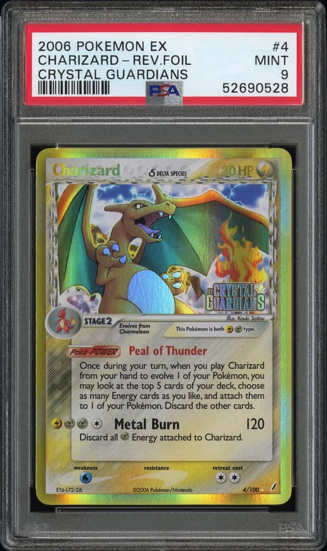 Pokemon Charizard Reverse Holo EX Crystal Guardians 4/100 PSA 9 Mint