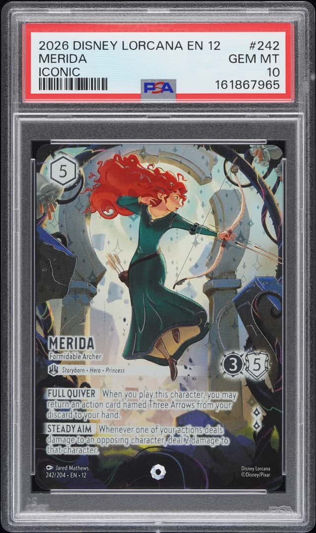 Disney Lorcana Merida Formidable Archer Wilds Unknown 242 Iconic PSA 10 Gem Mint