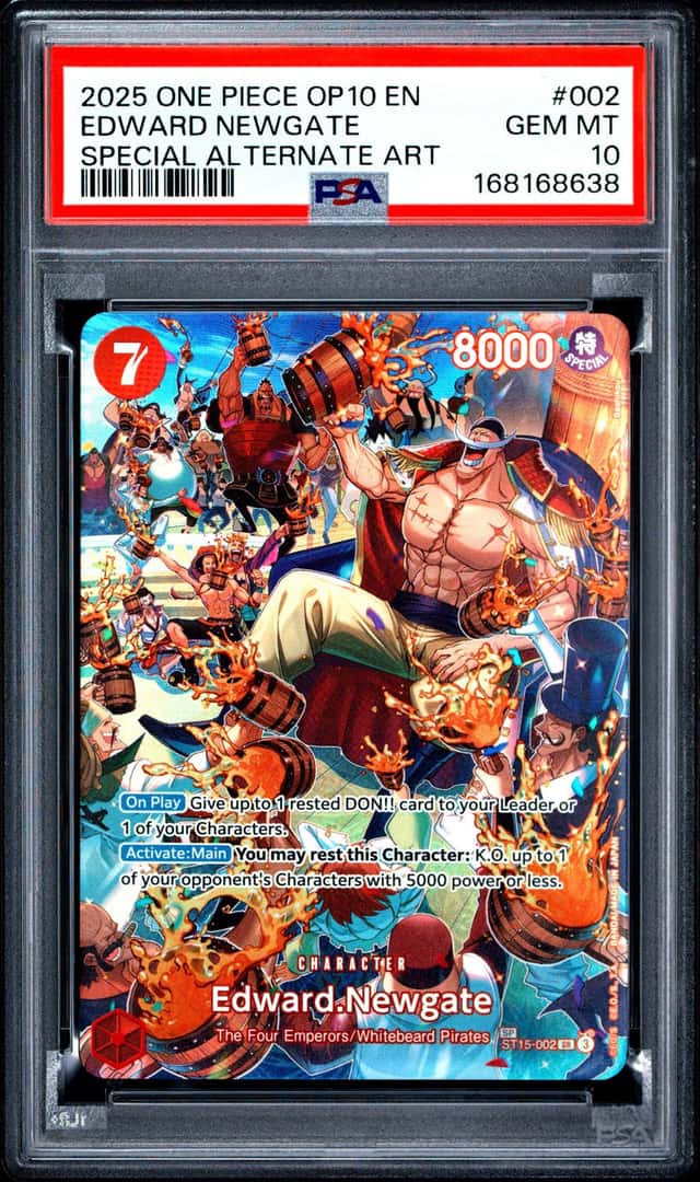 2025 ONE PIECE OP10-ROYAL BLOOD SPECIAL ALTERNATE ART #002 EDWARD NEWGATE PSA 10