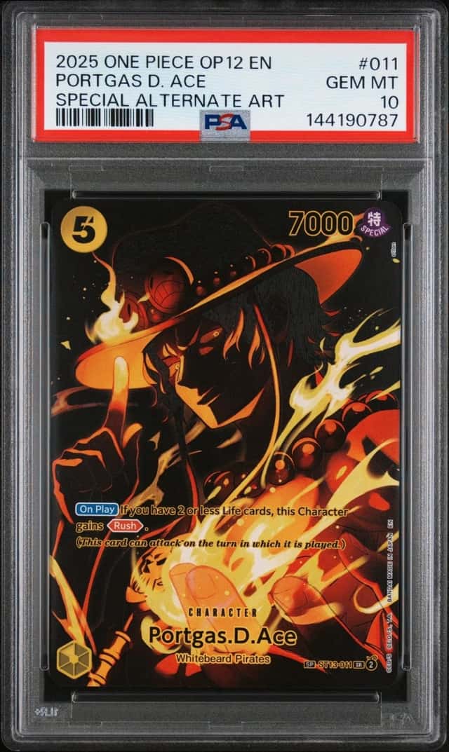 2025 ONE PIECE OP12-LEGACY OF THE MASTER #011 PORTGAS D. ACE PSA 10