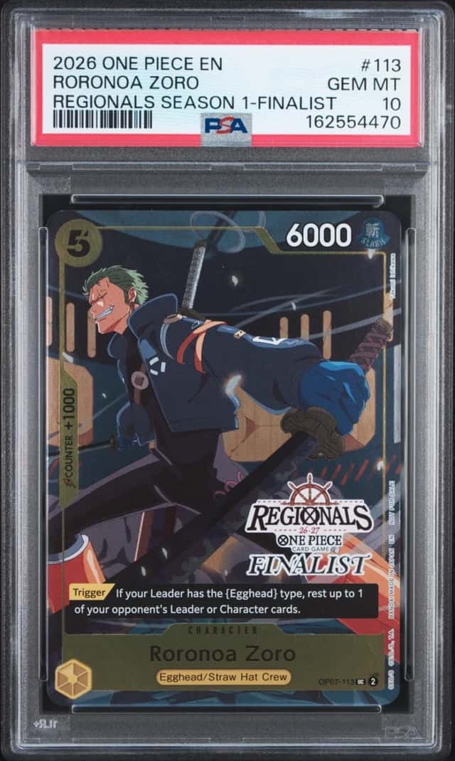 One Piece Roronoa Zoro Regionals Pk. 2026 Season 1 OP07-113 Finalist PSA 10