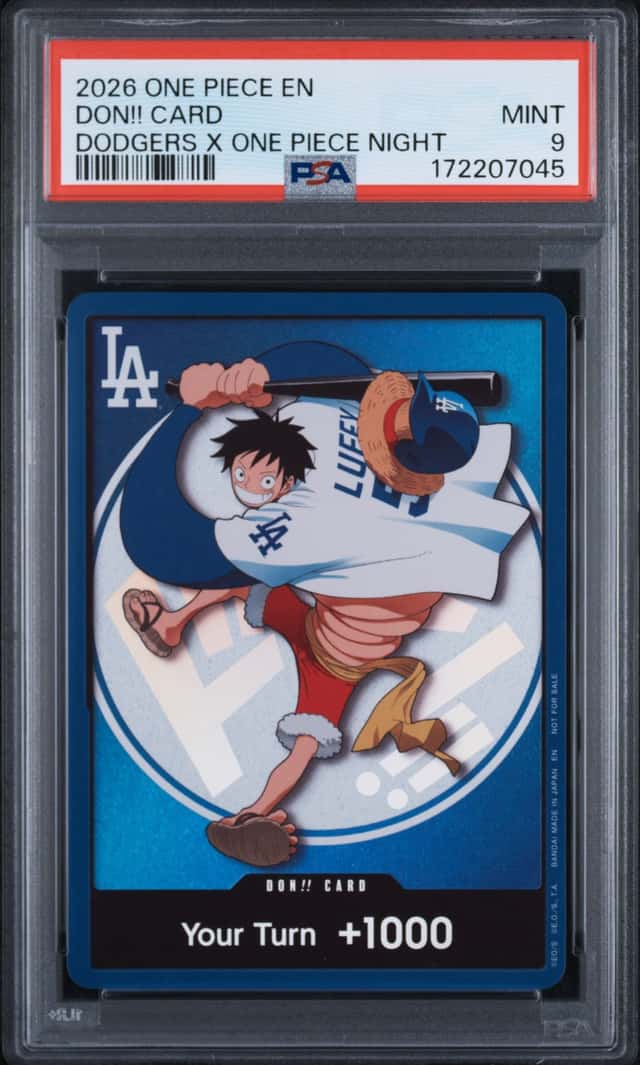 2026 One Piece EN Dodgers X One Piece Night Don!! Card Monkey D Luffy PSA 9