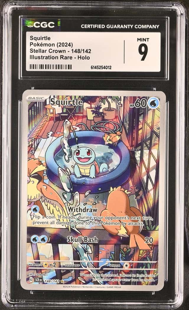 CGC 9 - Squirtle 148/142 Illustration Rare Pokemon Stellar Crown SCR EN 2024