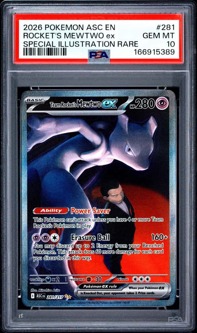 2026 POKEMON ASC SPECIAL ILLUSTRATION RARE #281 TEAM ROCKET'S MEWTWO EX PSA 10