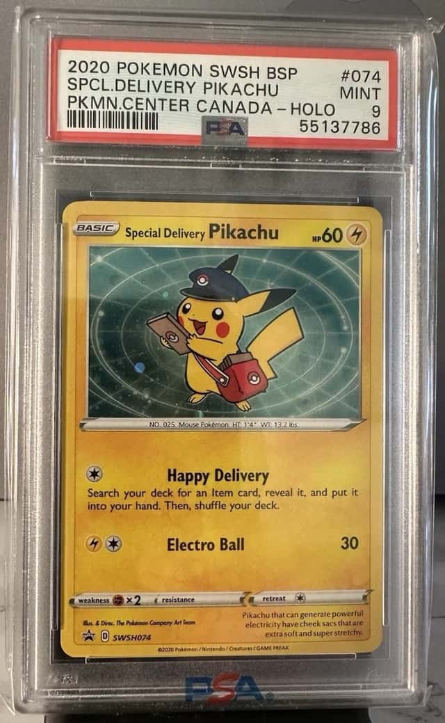 2020 Pokemon SWSH BSP PC Canada #074 Special Delivery Pikachu Holo PSA 9