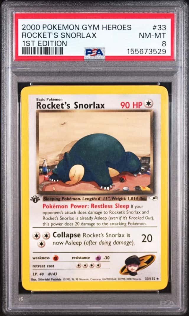 Pokemon Rocket's Snorlax Gym Heroes 33/132 1st Edition PSA 8
