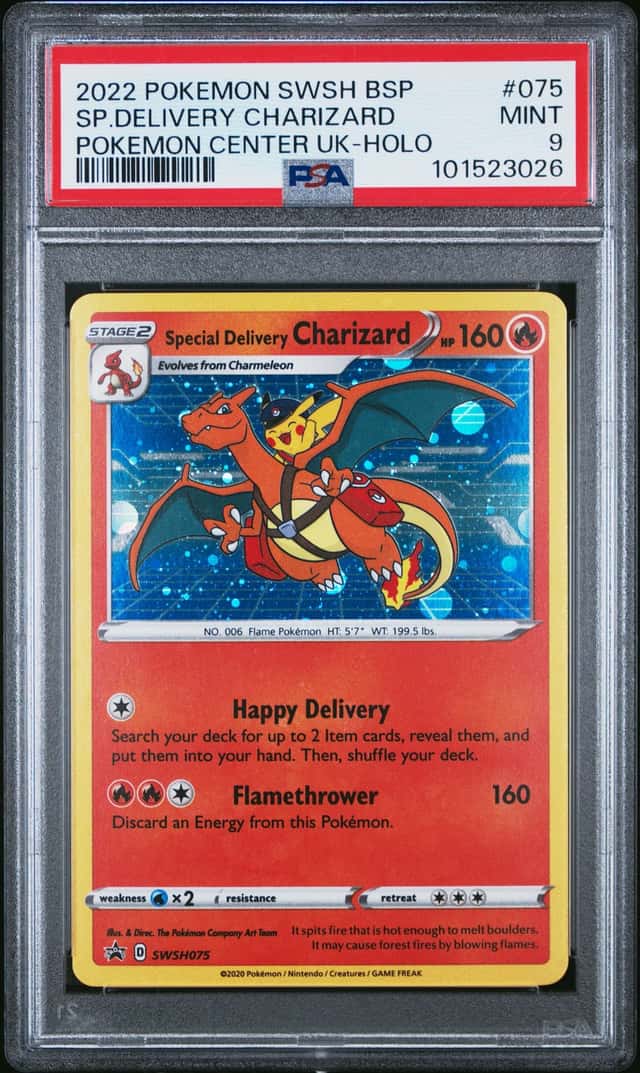 2022 Pokemon SWSH BSP Special Delivery Charizard Pokemon Center UK HOLO - PSA 9