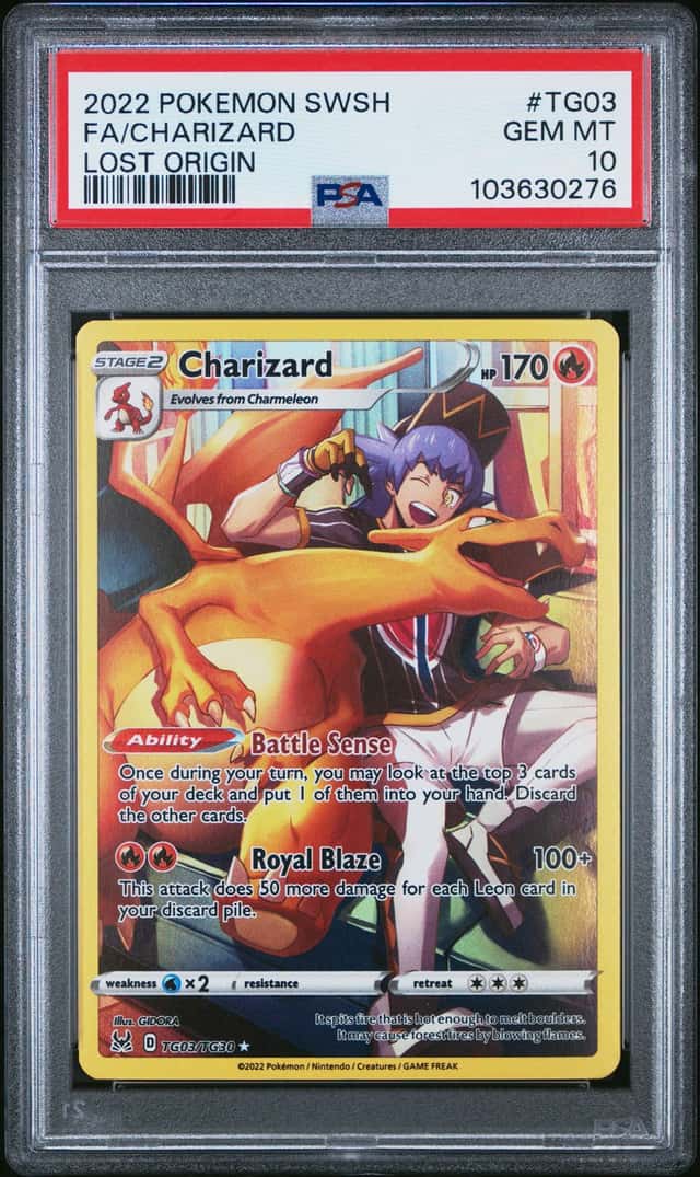 2022 POKEMON SWORD & SHIELD LOST ORIGIN #TG03 FULL ART/CHARIZARD PSA 10