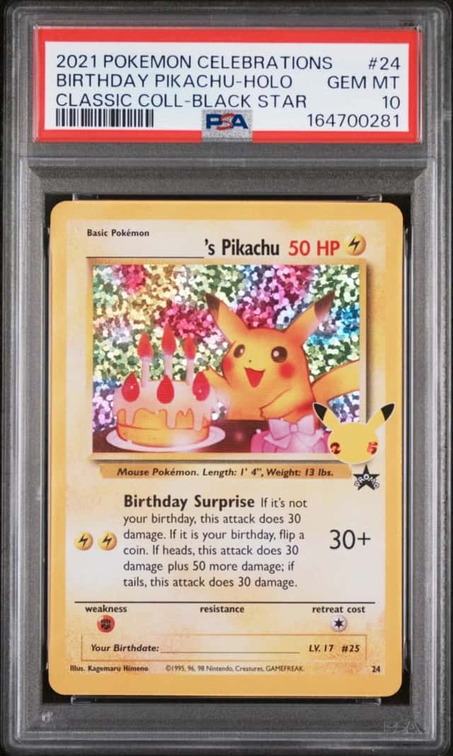 2021 POKEMON CELEBRATIONS CLASSIC COLLECTION #24 BIRTHDAY PIKACHU-HOLO PSA 10