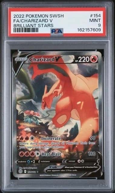 POKEMON CHARIZARD V 2022 SWORD & SHIELD BRILLIANT STARS #154 FA PSA 9