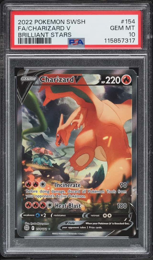 2022 Pokemon Sword & Shield Brilliant Stars Alt Art Charizard V #154 PSA 10 GEM MINT