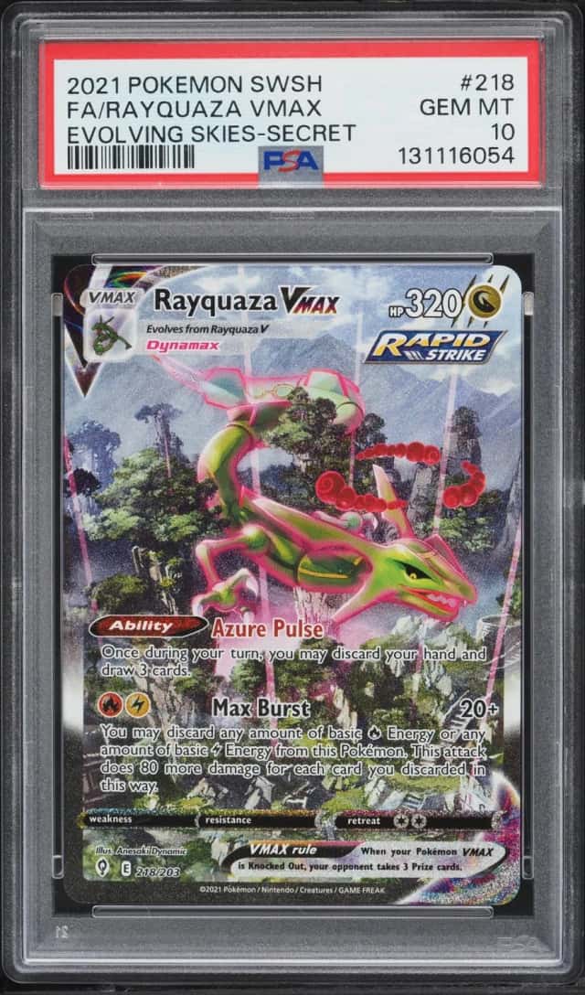 2021 Pokemon Sword & Shield Evolving Skies SEC Rayquaza VMAX #218 PSA 10 GEM MINT