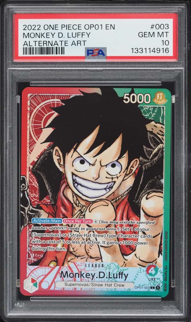 2022 One Piece Romance Dawn Alt Art Leader Monkey D. Luffy #OP01-003 PSA 10 GEM MINT