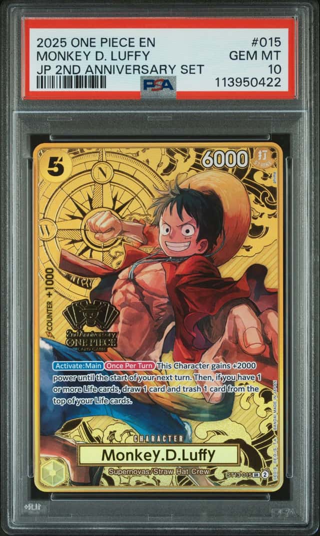 2025 One Piece 2nd Anniversary Set SR Monkey D. Luffy #ST03-015 PSA 10 GEM MINT