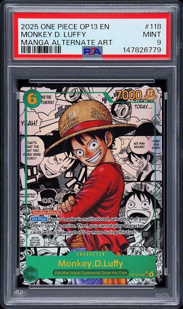 2025 One Piece Carrying On His Will Manga Alt Art Monkey D. Luffy #OP13-118 PSA 9 MINT