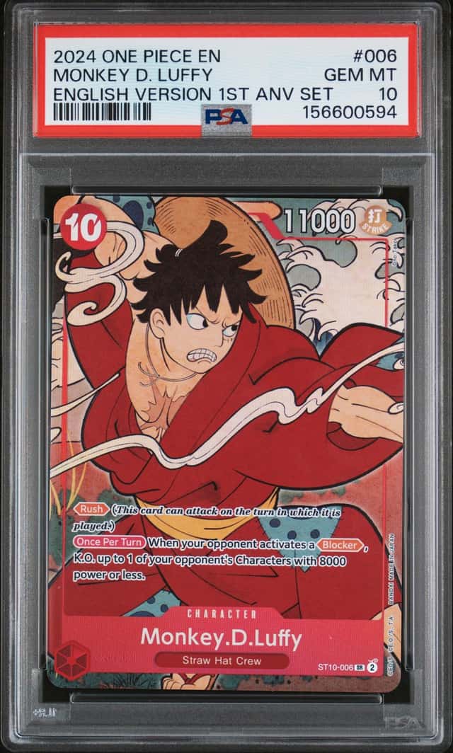 One Piece 2024 Monkey D. Luffy ST10-006 1st Anniversary Set GEM MINT PSA 10