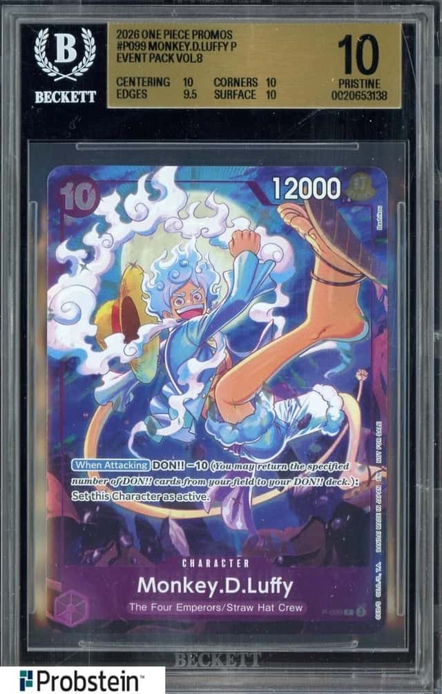 2026 One Piece Promo Event Pack Vol.08 P-099 Monkey D Luffy BGS 10 PRISTINE