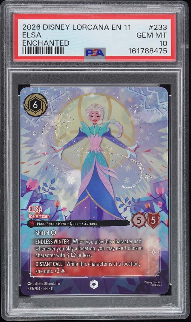 2026 DISNEY LORCANA WINTERSPELL EN 11 #233/204 ELSA ENCHANTED PSA 10