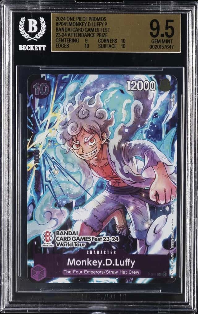 2024 ONE PIECE PROMOS BANDAI CARD GAMES FEST #P041 MONKEY D LUFFY P BGS 9.5