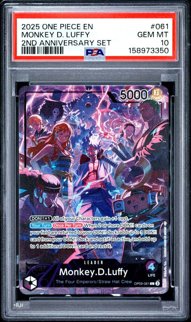 2025 ONE PIECE ENGLISH VERSION 2ND ANNIVERSARY SET #061 MONKEY D. LUFFY PSA 10