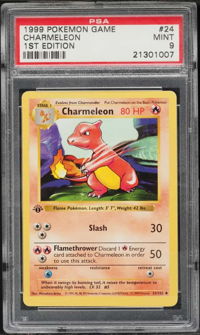 1999 Pokemon Base Set Shadowless 1st Edition Charmeleon #24 PSA 9 MINT