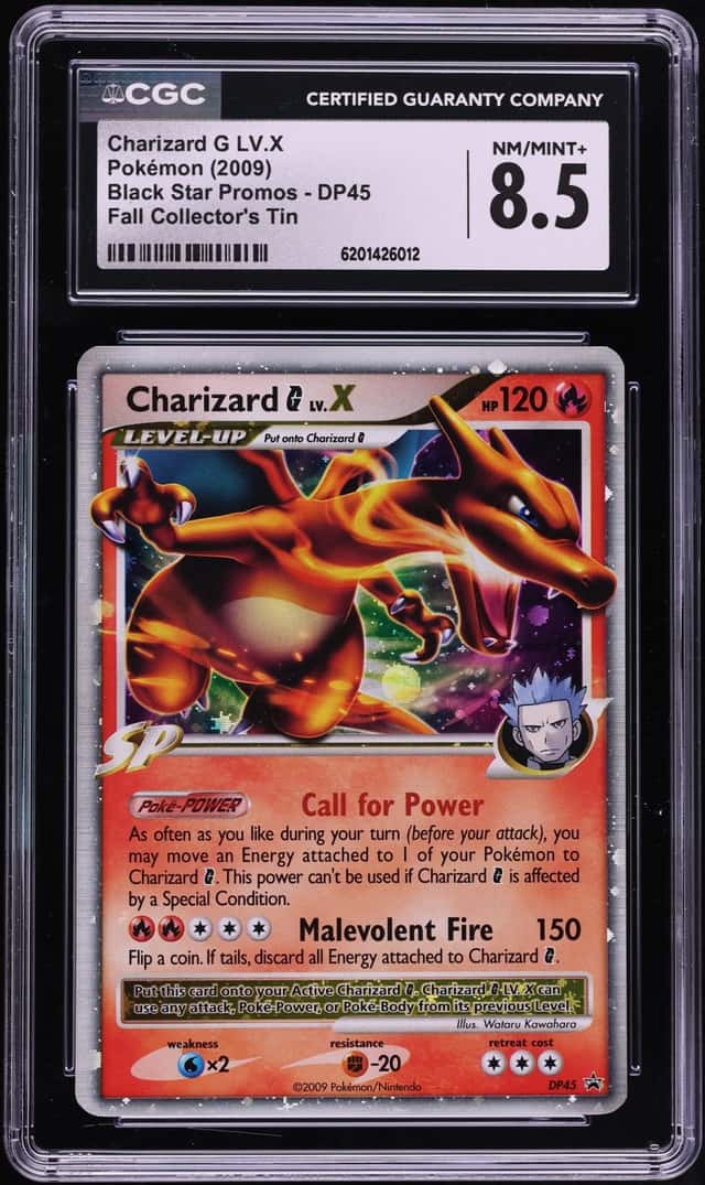 2009 Pokemon Diamond & Pearl Promo Fall Collector's Tin Holo Charizard G Lv.X #DP45 CGC 8.5