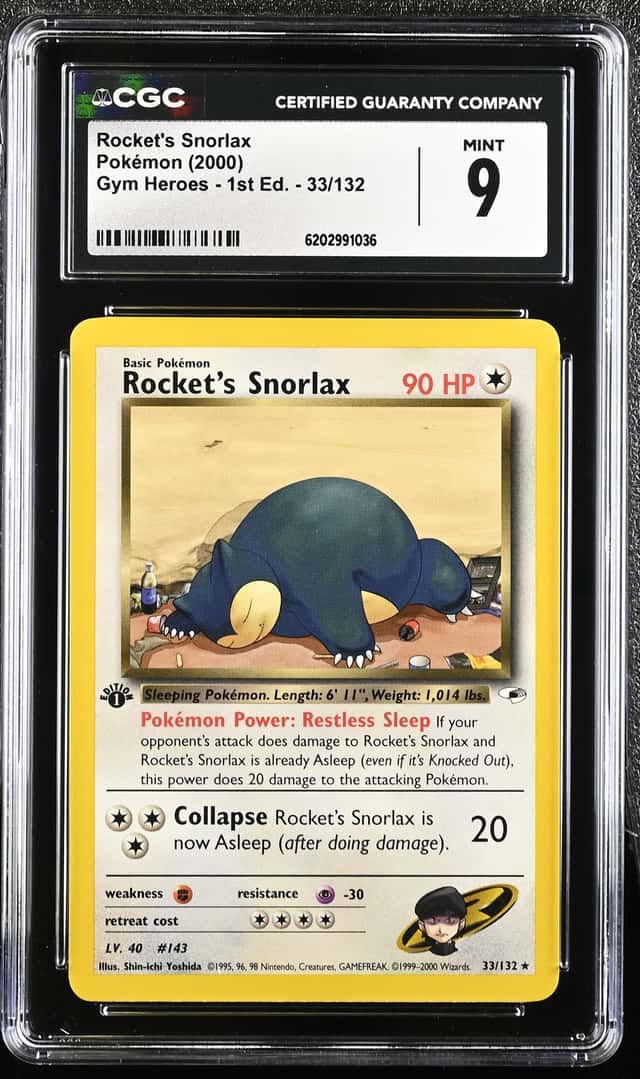 2000 Pokemon Gym Heroes 1st Edition Rocket's Snorlax #33 CGC 9 MINT