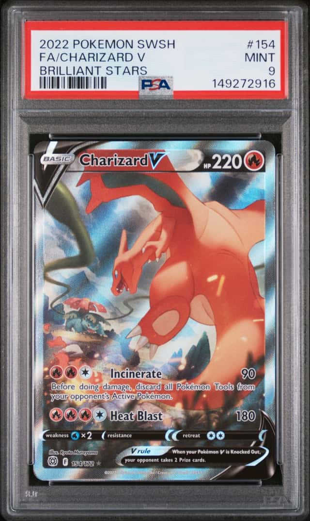2022 Pokemon SWSH Brilliant Stars #154 FA Charizard V PSA 9 MINT
