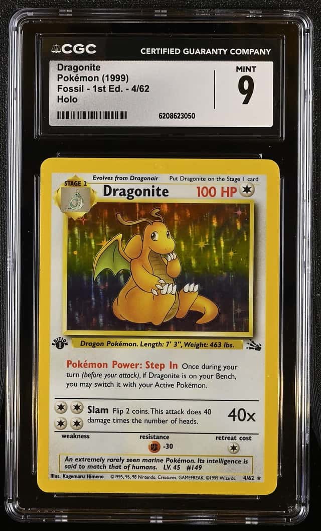 Pokemon Dragonite Fossil 1st Edition 4/62 Holo CGC 9 Mint