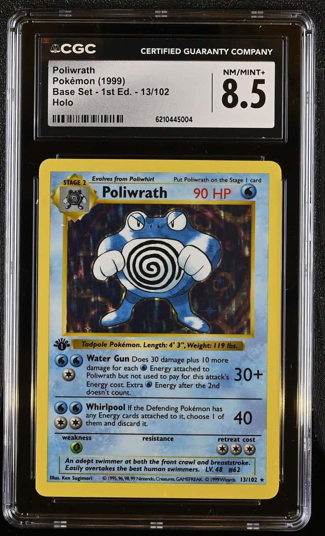 Pokemon Poliwrath Base Set Shadowless 1st Edition 13/102 Holo CGC 8.5