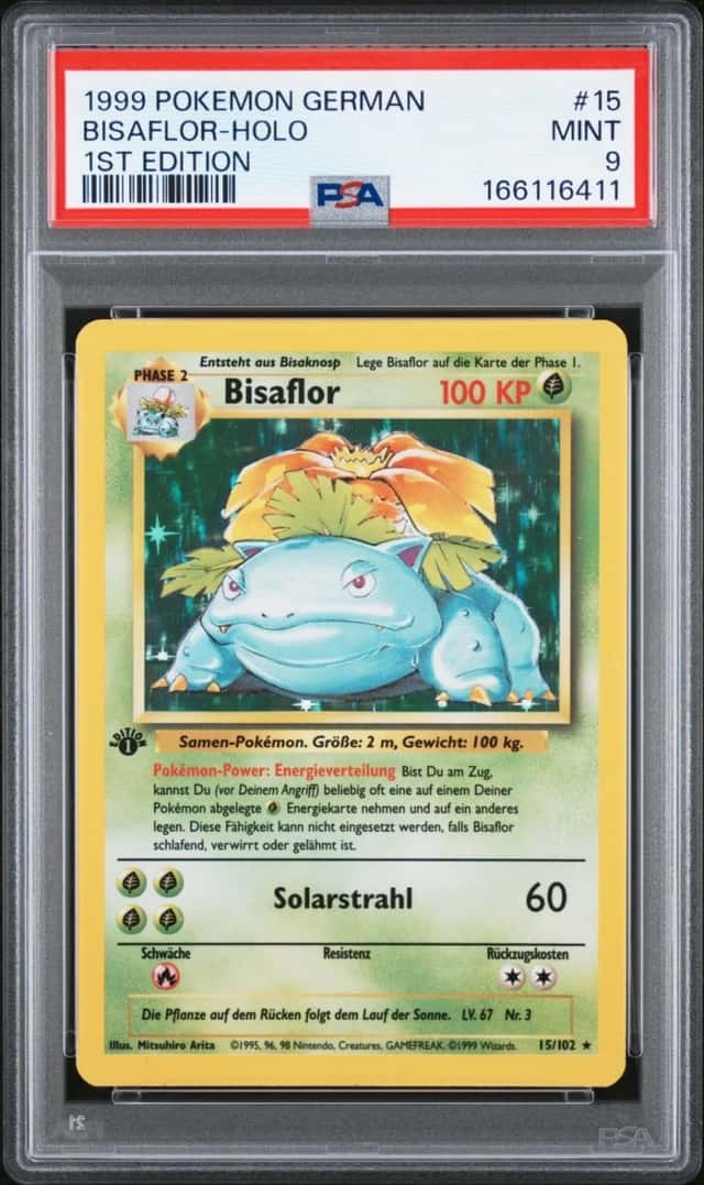 1999 POKEMON BISAFLOR VENUSAUR HOLO GERMAN 1ST EDITION #15 PSA 9