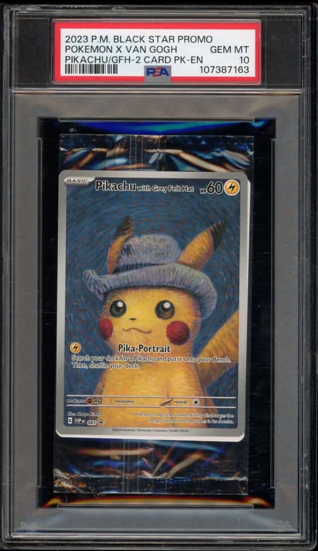 Pokemon Pikachu With Grey Felt Hat Van Gogh Promo 085 Sealed Cello 2 Pk. PSA 10