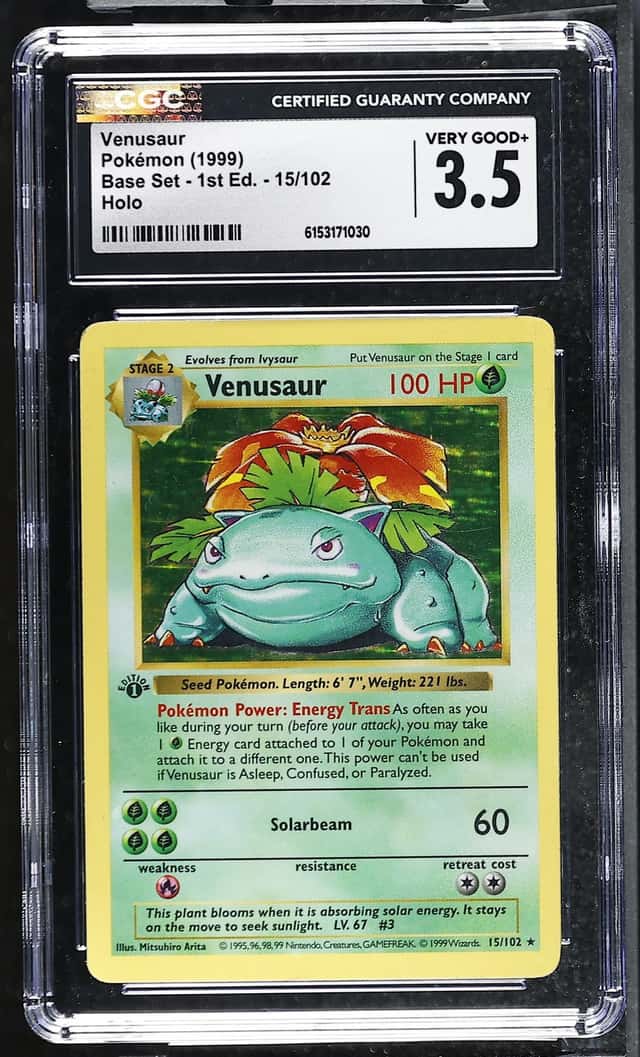 1999 Pokemon Base Set Venusaur 1st Edition Holo Rare 15/102 CGC 3.5