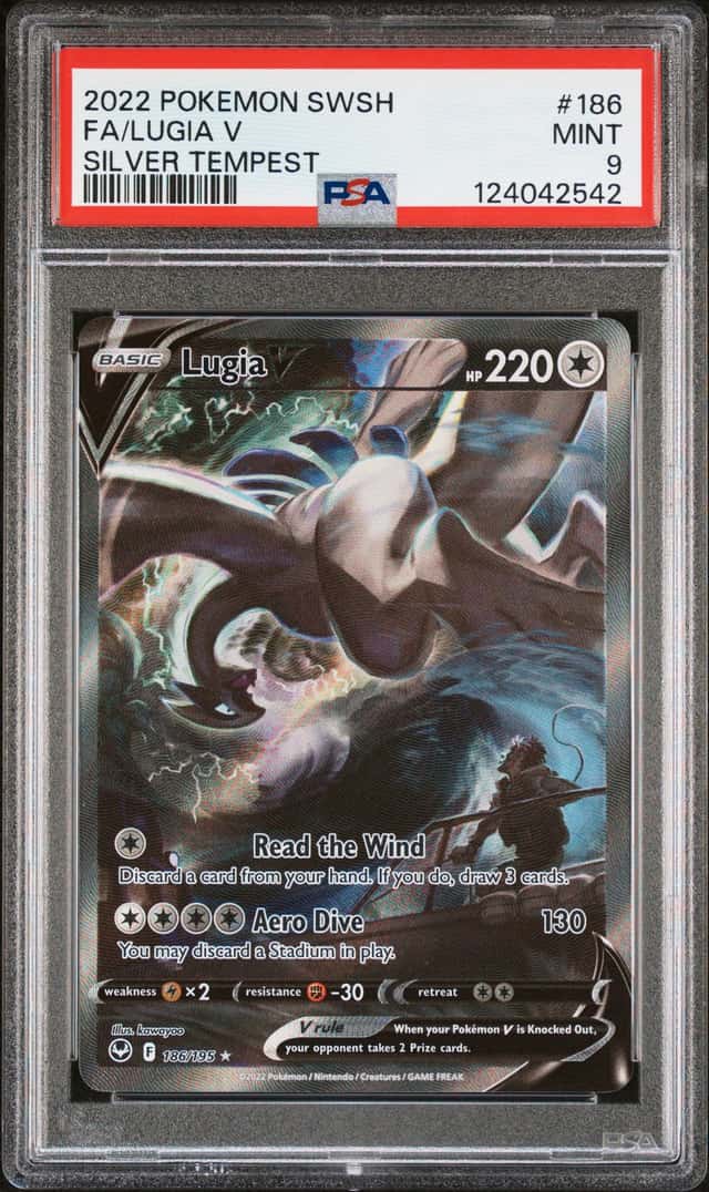 Pokémon TCG Lugia V Alt Full Art Holo Silver Tempest 186/195 (2022) PSA 9