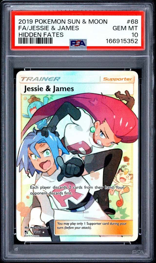 2019 POKEMON SUN & MOON HIDDEN FATES #68 FULL ART/JESSIE & JAMES PSA 10