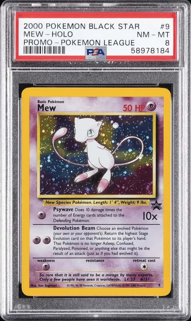 2000 POKEMON PROMO BLACK STAR POKEMON LEAGUE #9 MEW-HOLO PSA 8