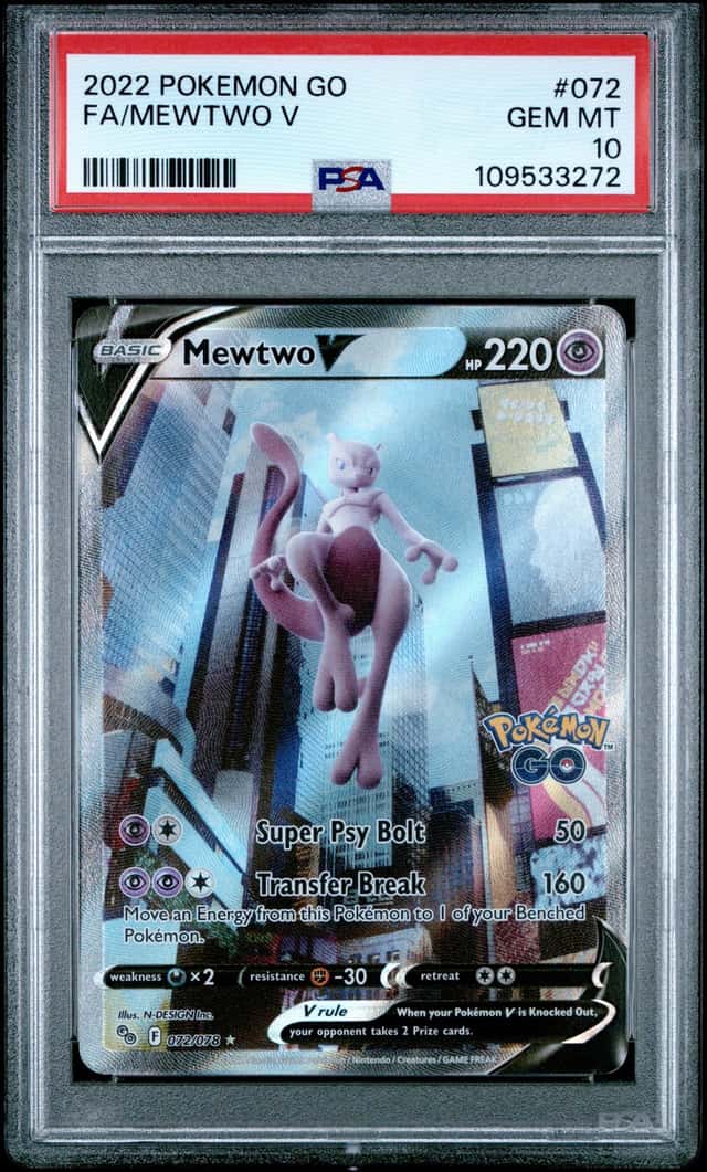 2022 POKEMON GO #072 FULL ART/MEWTWO V PSA 10