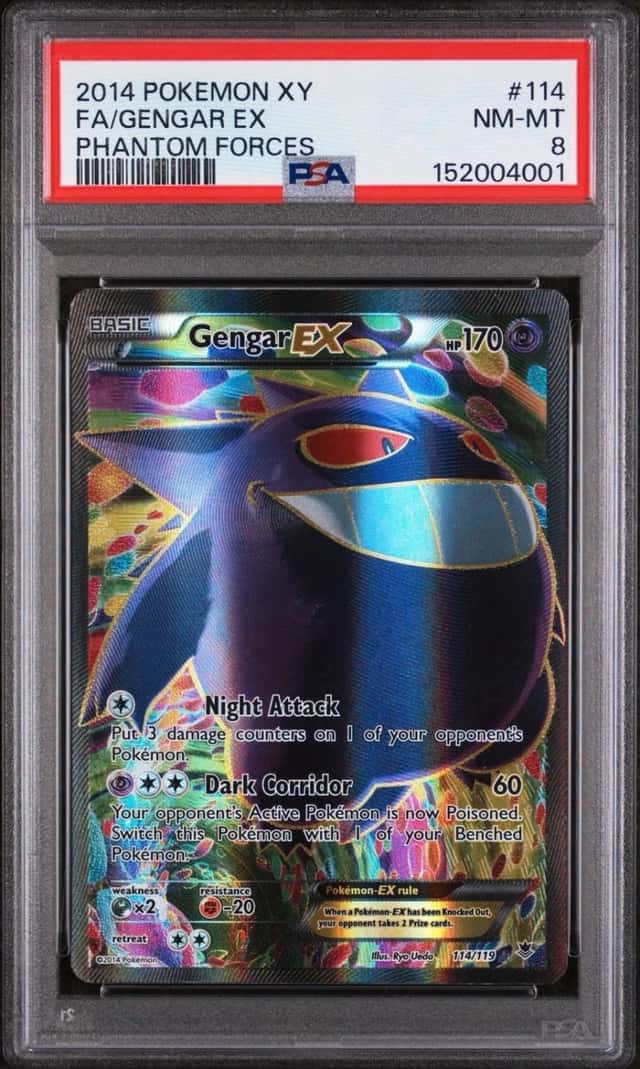 2014 POKEMON XY PHANTOM FORCES #114 FULL ART/GENGAR EX PSA 8 (NEW CERT!!)