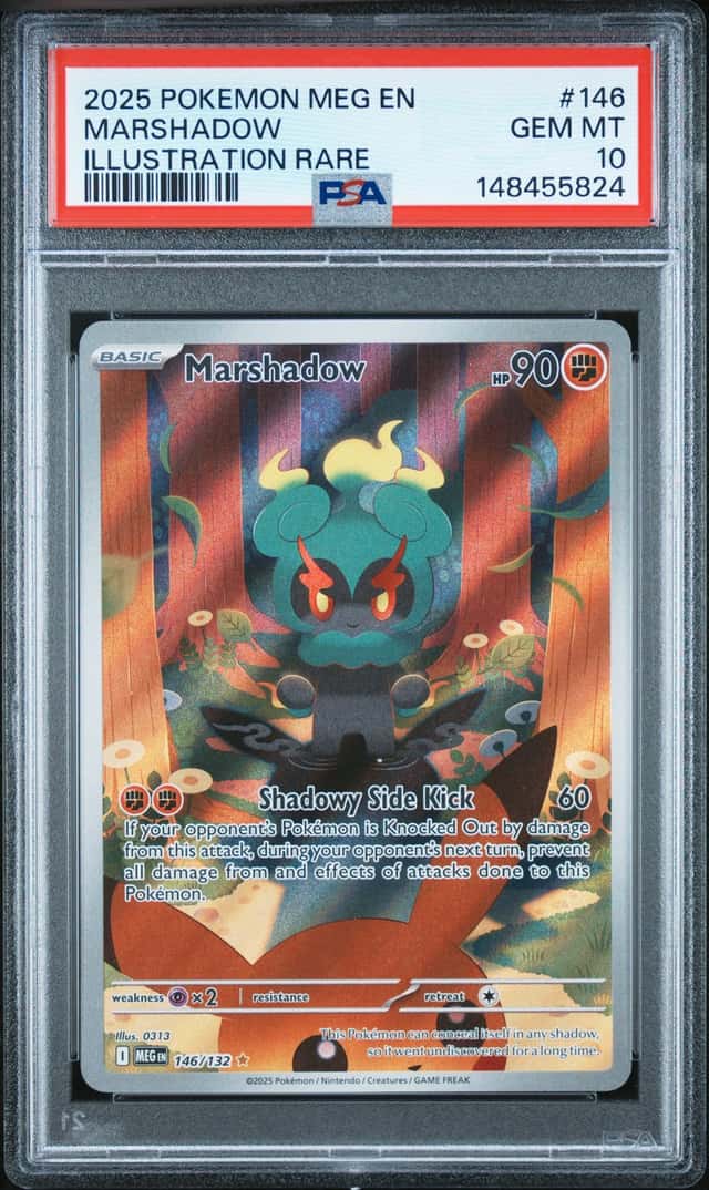 Pokémon Marshadow Illustration Rare Holo PSA 10 146/132 Me01 Mega Evolution 2025