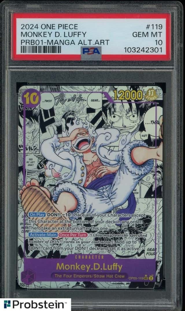 2024 One Piece PRB01 EN #119 Monkey D. Luffy Manga Alt Art PSA 10 GEM MINT