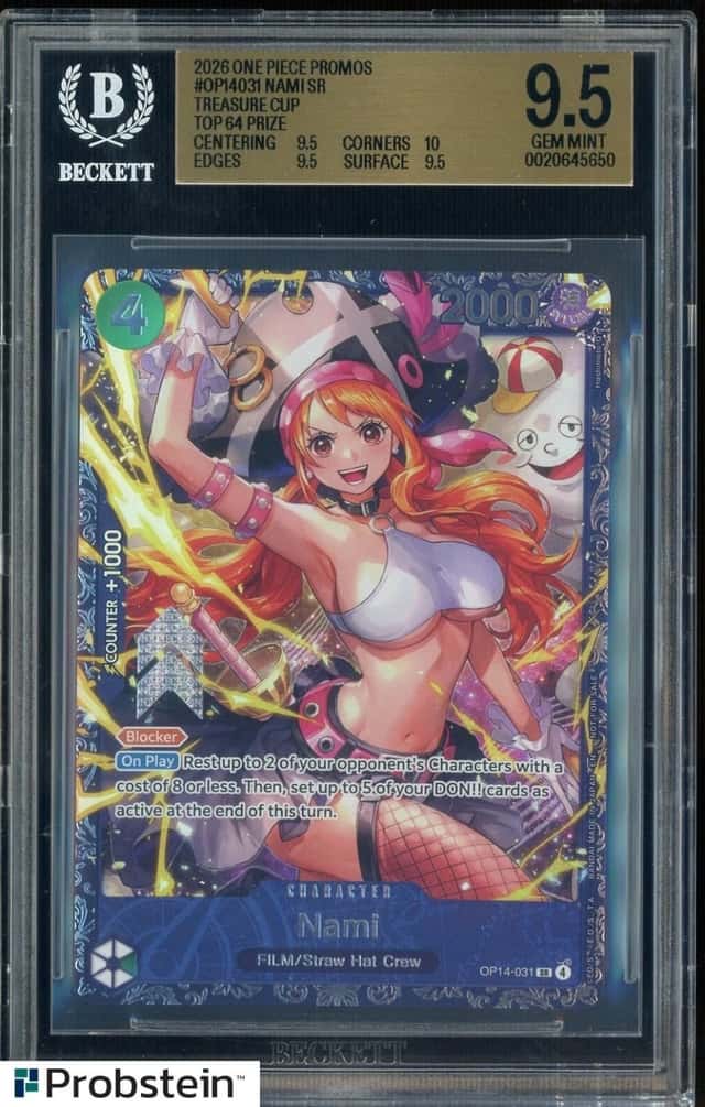 2026 One Piece Promos OP14031 Nami SR Treasure Cup Top 64 Prize BGS 9.5