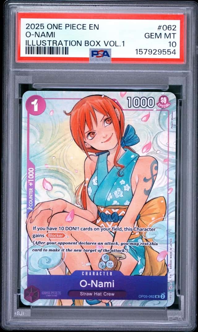 2025 ONE PIECE PROMOS ILLUSTRATION BOX VOL.1 #062 O-NAMI PSA 10