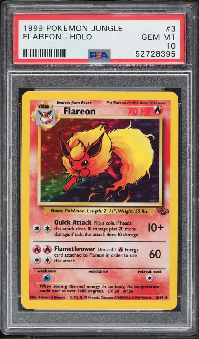 1999 Pokemon Jungle Holo Flareon #3 PSA 10 GEM MINT