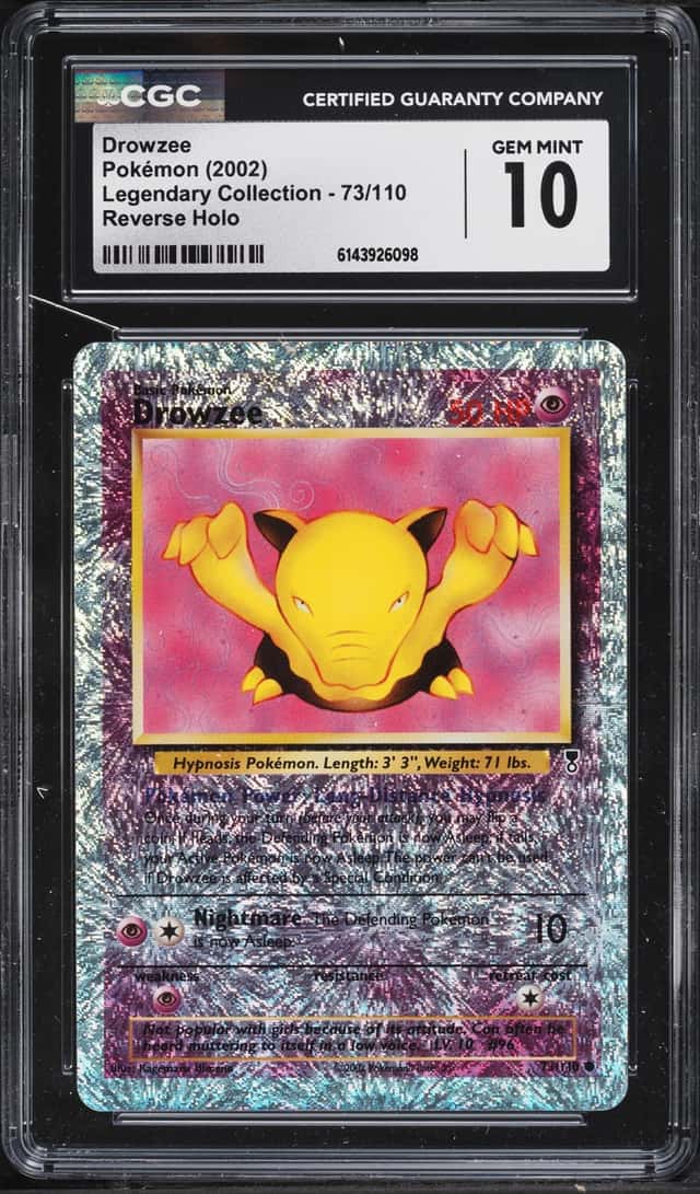 2002 Pokemon Legendary Collection Reverse Holo Drowzee #73 CGC 10 GEM MINT