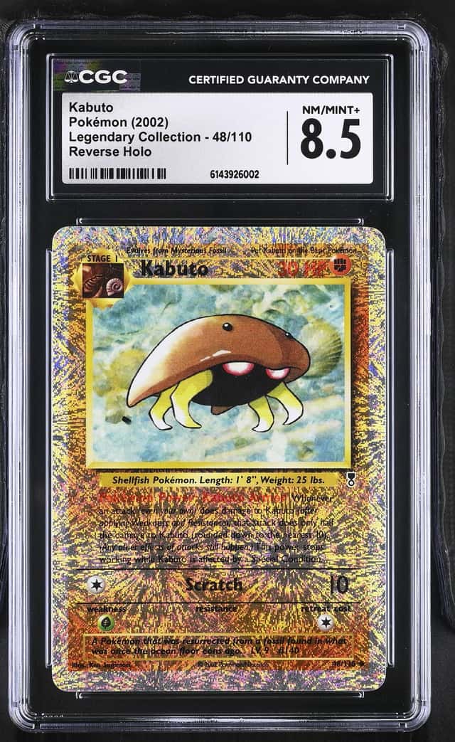 2002 Pokemon Legendary Collection Reverse Holo Kabuto #48 CGC 8.5 NM-MT+